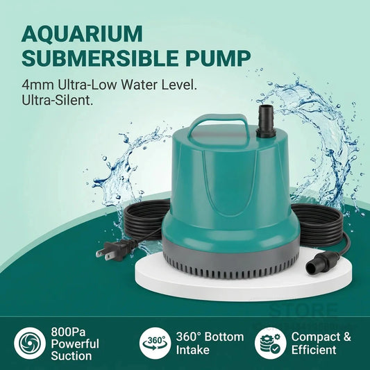 Pompe Submersible 4800 L/h — Ultra-Silencieuse (35 dB) & Aspiration Rasante 4 mm (360°)