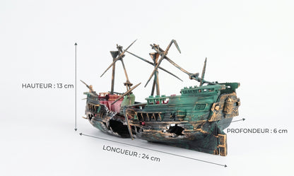 Décor Épave de Bateau pour Aquarium — Épave Fendue Grand Format