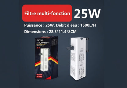 Pompe de filtration 3-en-1 pour aquarium d'eau douce (Circulation, Filtration & Oxygénation)