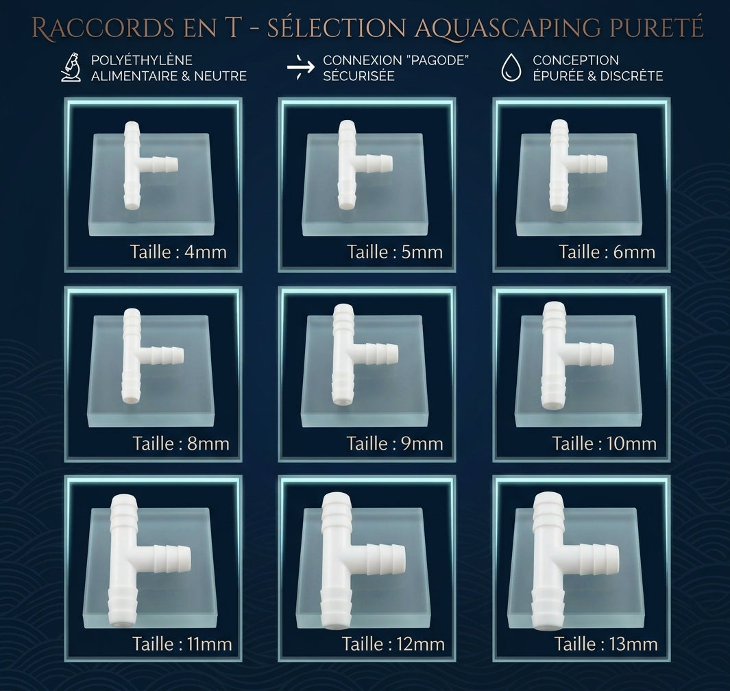 Raccords en T "Pagode" Blancs — Connexions Tuyauterie & CO2