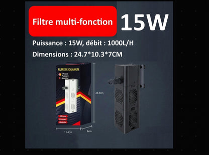 Pompe de filtration 3-en-1 pour aquarium d'eau douce (Circulation, Filtration & Oxygénation)