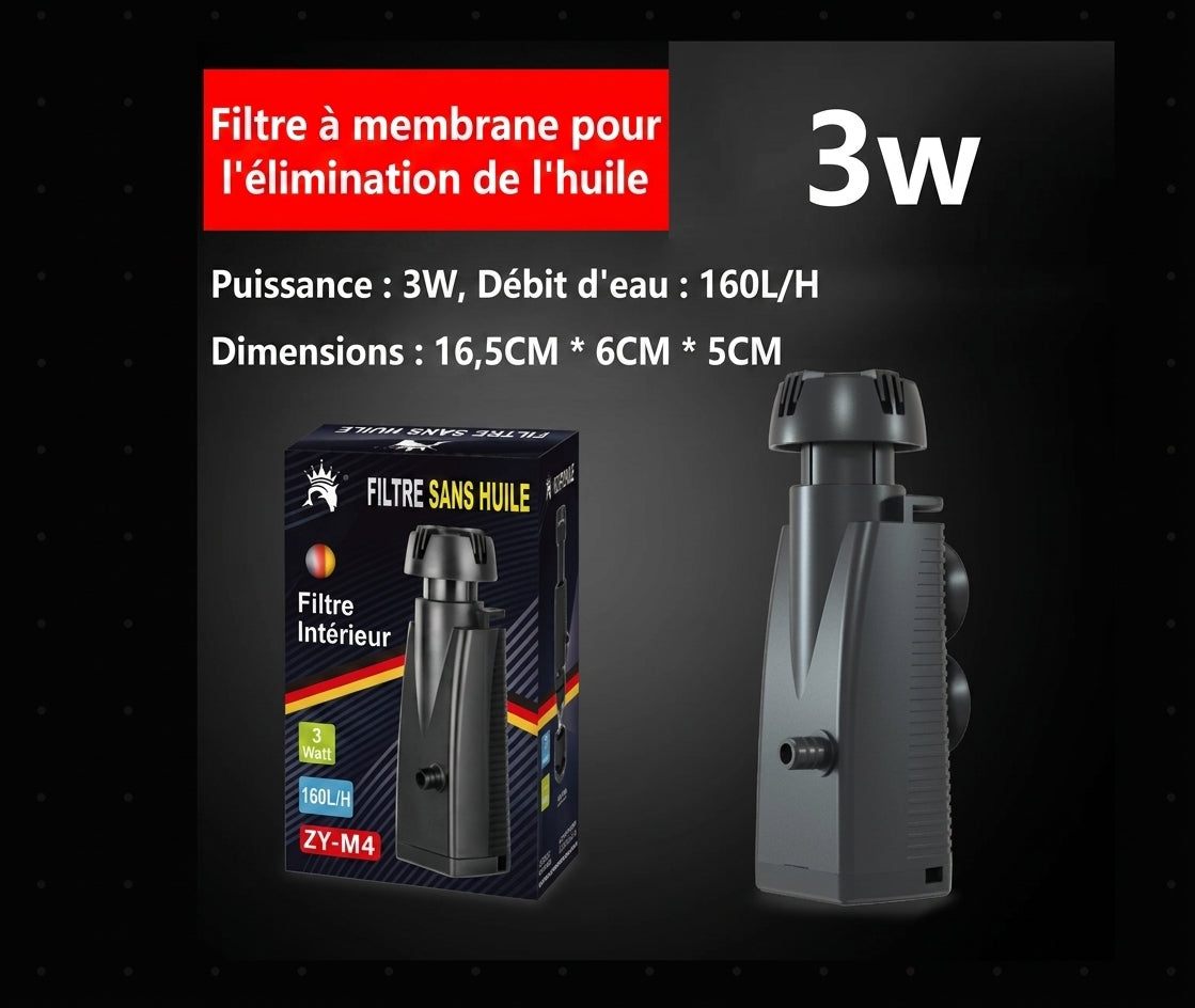 Pompe de filtration 3-en-1 pour aquarium d'eau douce (Circulation, Filtration & Oxygénation)