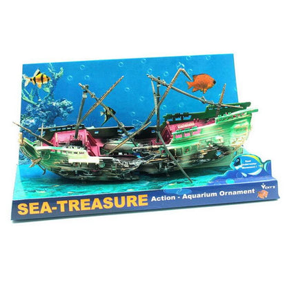 Décor Épave de Bateau pour Aquarium — Épave Fendue Grand Format