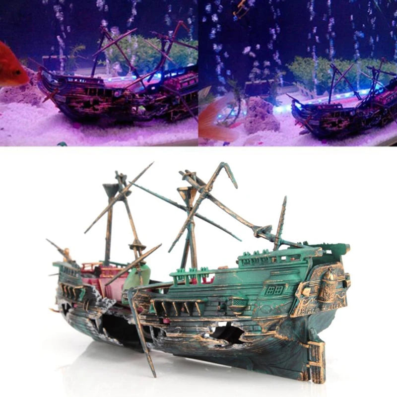 Décor Épave de Bateau pour Aquarium — Épave Fendue Grand Format