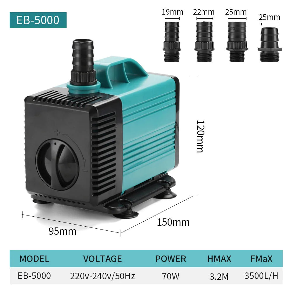 Pompe Submersible de Bassin Économe — Cascade & Filtration (3W à 60W)