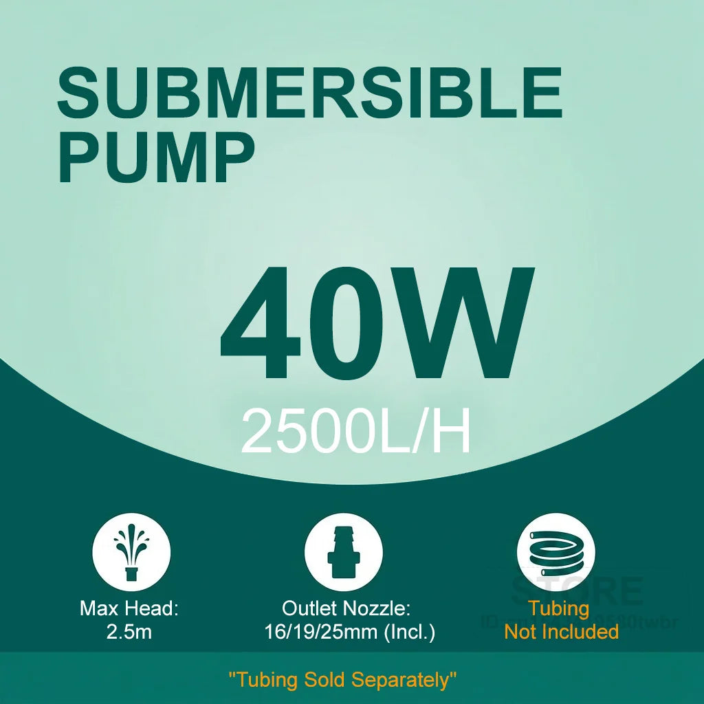 Pompe Submersible 4800 L/h — Ultra-Silencieuse (35 dB) & Aspiration Rasante 4 mm (360°)