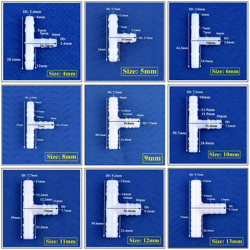 Raccords en T "Pagode" Blancs — Connexions Tuyauterie & CO2