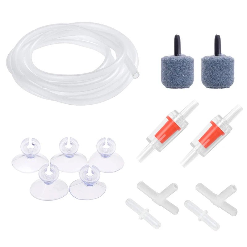 Kit complet d'accessoires pour pompe à air d'aquarium (Tuyau, Pierres à bulles & Clapets)