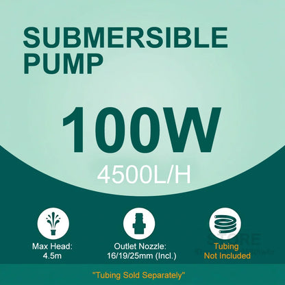 Pompe Submersible 4800 L/h — Ultra-Silencieuse (35 dB) & Aspiration Rasante 4 mm (360°)