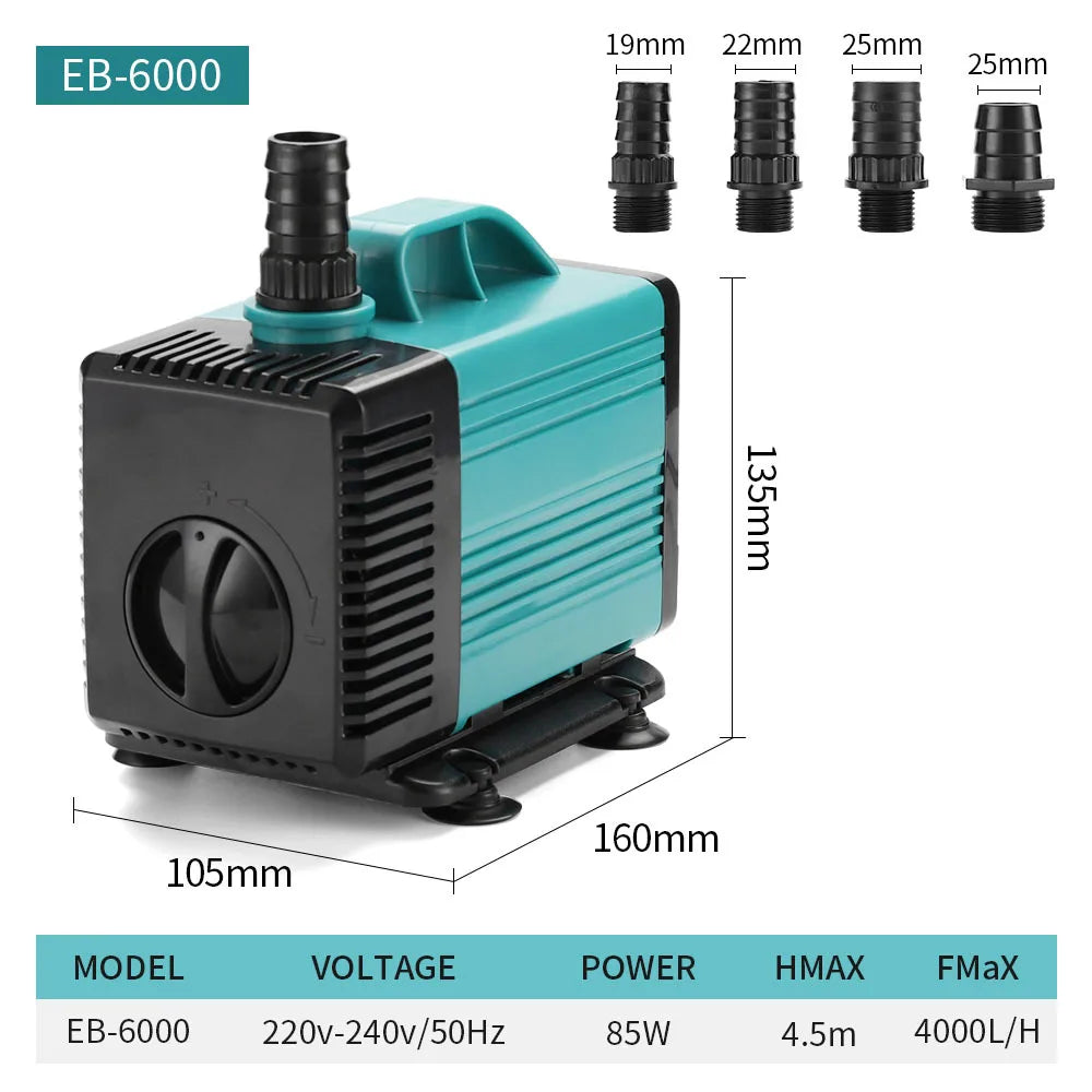 Pompe Submersible de Bassin Économe — Cascade & Filtration (3W à 60W)