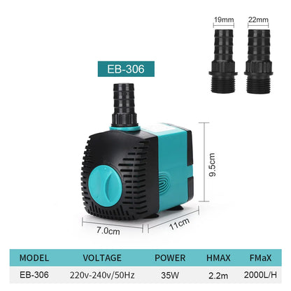 Pompe Submersible de Bassin Économe — Cascade & Filtration (3W à 60W)