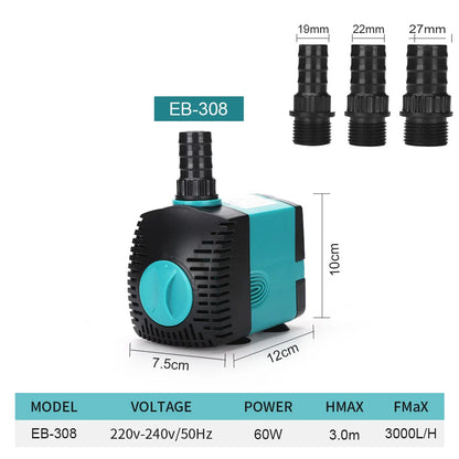 Pompe Submersible de Bassin Économe — Cascade & Filtration (3W à 60W)