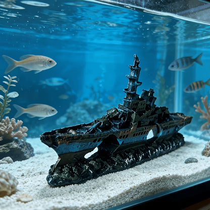 Décor d'Aquarium - Épave et Rocher Naturel