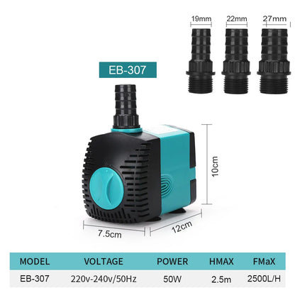 Pompe Submersible de Bassin Économe — Cascade & Filtration (3W à 60W)